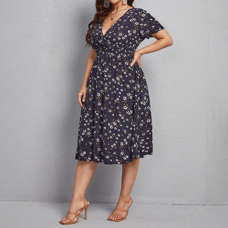 Romper Floral Print - Vestido de mujer de talla grande,
