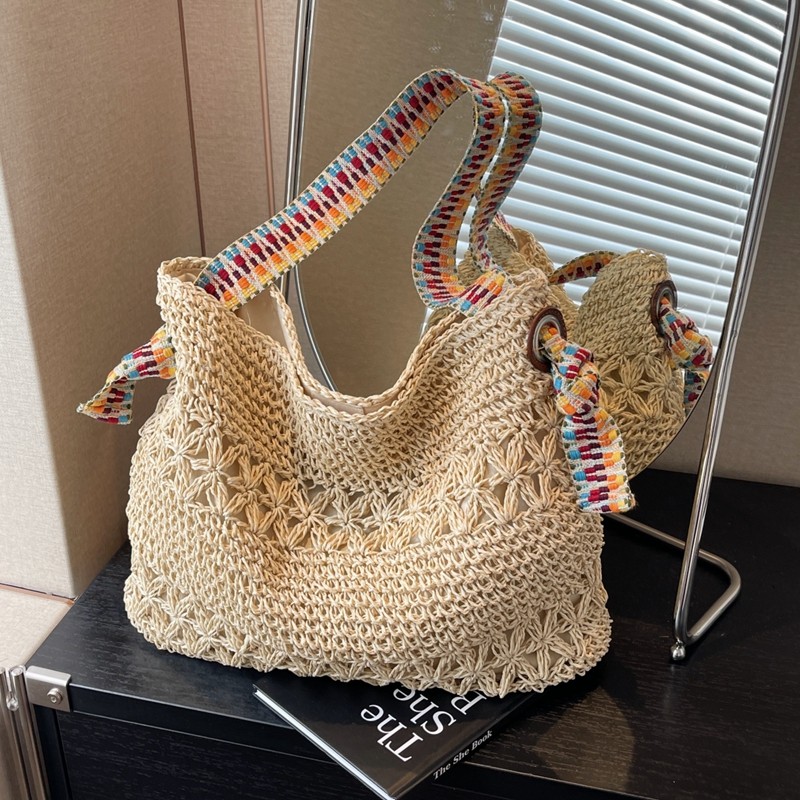 Tote Bag Beach - Bolso de Paja Tejido para Mujer