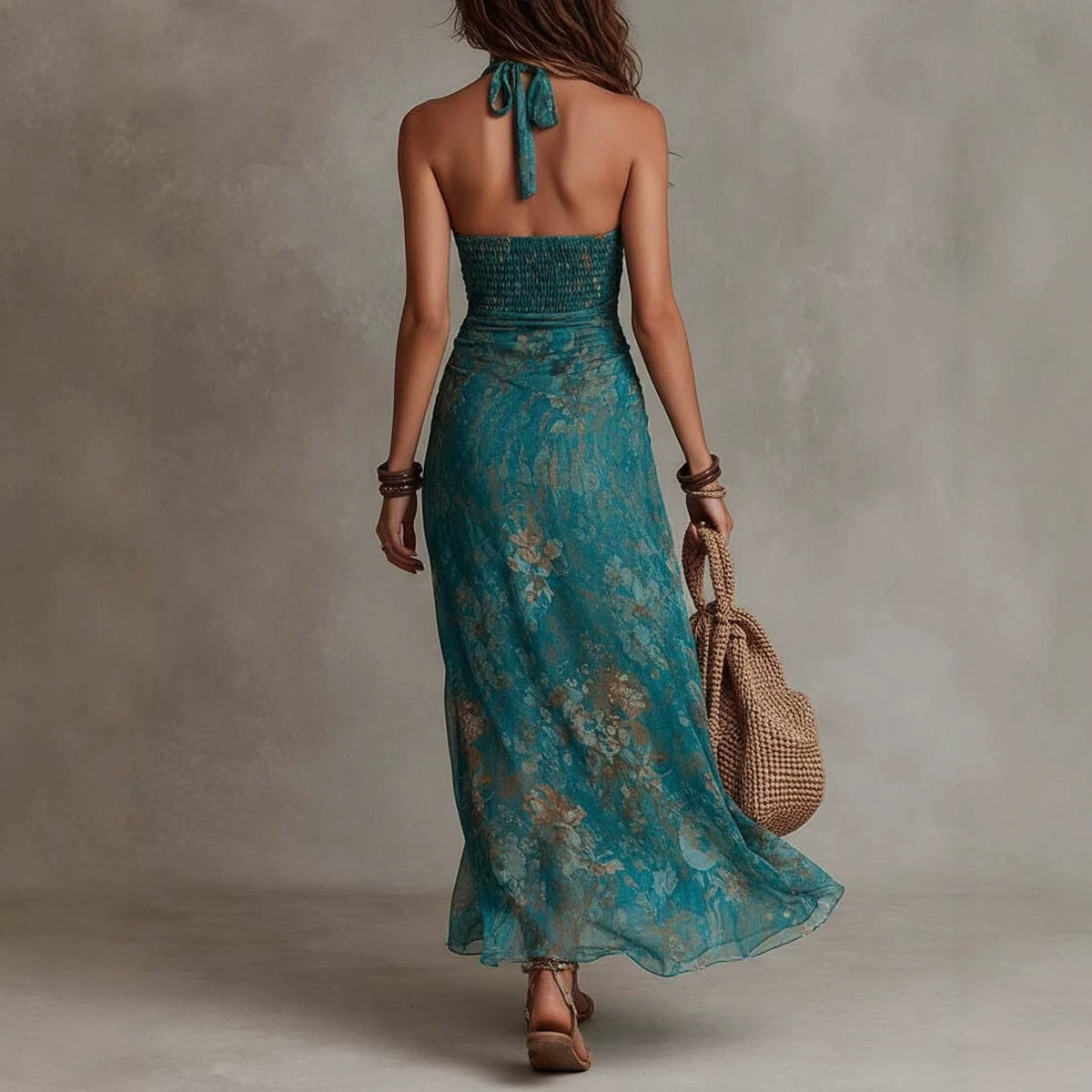 Vestido bohemio con estampado  - Maxi Dress Halter reseña y precio