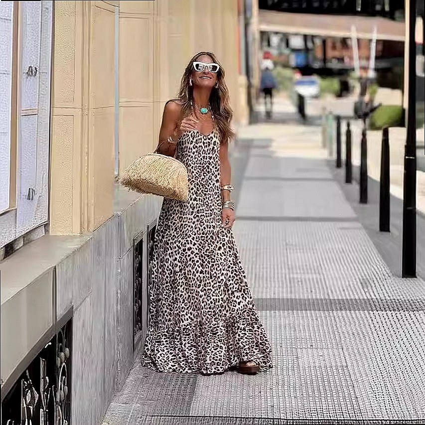 Vestido largo sexy con estampa - Maxi Dress Halter reseña y precio