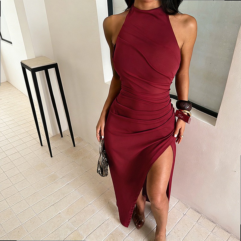 Vestido de Noche Elegante con  - Maxi Dress Halter reseña y precio