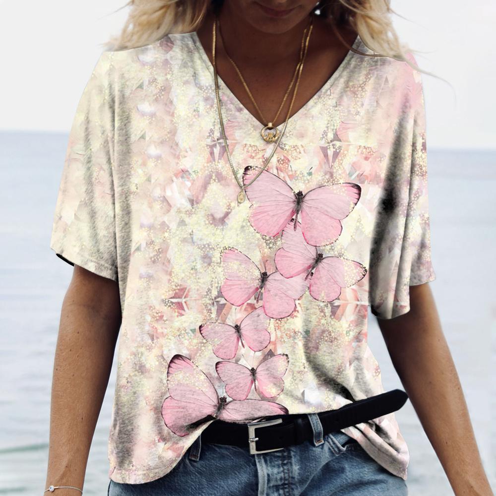 Camiseta de Manga Corta con Cu - Romper Floral Print reseña y precio